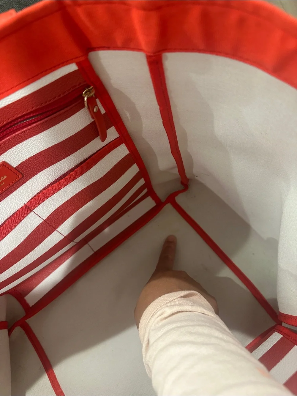 Kate Spade Red and white large tote bag